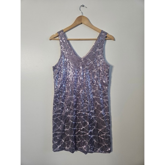 Gianni Bini Dresses & Skirts - Gianni Bini‎ Lavender Sequin V-Neck Mini Dress Sleeveless Party Cocktail Medium